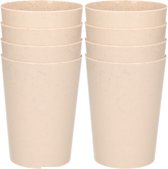 8x drinkbekers van afbreekbaar materiaal 500 ml in het eco-beige - Limonade bekers - Campingservies/picknickservies