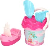 Roze piraten strandemmer/zandbak speelset voor kinderen - Piraat - Emmer - Schep - Hark - Boot - Zandbakspeeltjes - Zandspeelset - Strandspeelgoed voor jongens/meisjes