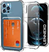 Coque Lennexo iPhone 12 / 12 Pro avec porte-cartes | Étui en Siliconen transparent | Boîtier antichoc | Coque antichoc adaptée pour iPhone 12 / 12 Pro