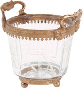 Baroque - Waxinelichtjeshouder - Theelichthouder koper 13 cm - 13x10x10 - Brass+glass