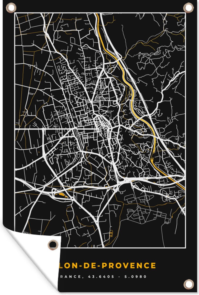 Tuinposter - Tuindoek - Tuinposters buiten - Plattegrond - Salon-de-Provence - Kaart - Frankrijk - Stadskaart - 80x120 cm - Tuin