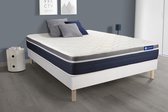 Complete boxspring met matras tweepersoons- Actisom Actiflex confort wit - Pocketveren en traagschuim - 160 x 210 cm