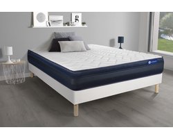 Complete boxspring met matras tweepersoons- Actisom Actimemo tech wit - Traagschuim - 160 x 195 cm