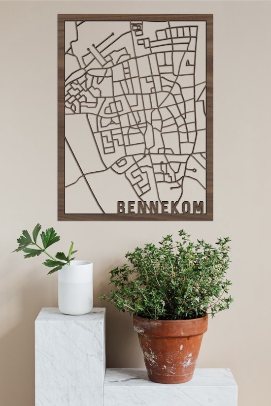 Houten Stadskaart Bennekom Notenhout 100x75cm Wanddecoratie Voor Aan De Muur City Shapes