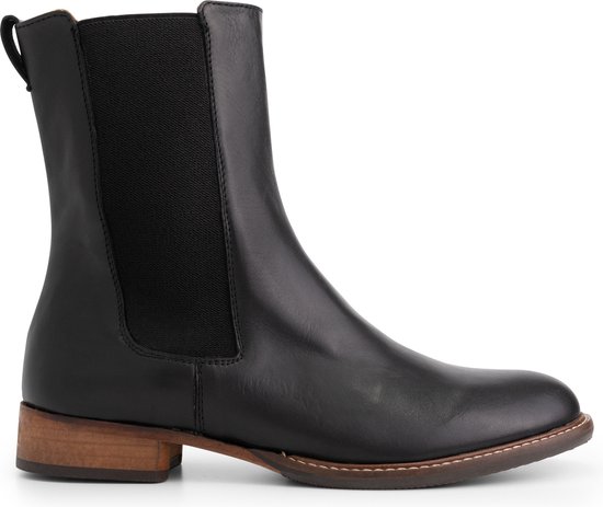 Mysa Ambrozia - Bottines en cuir pour femme - Bottines Bottes Chelsea soignées - Cuir Zwart - Taille 41