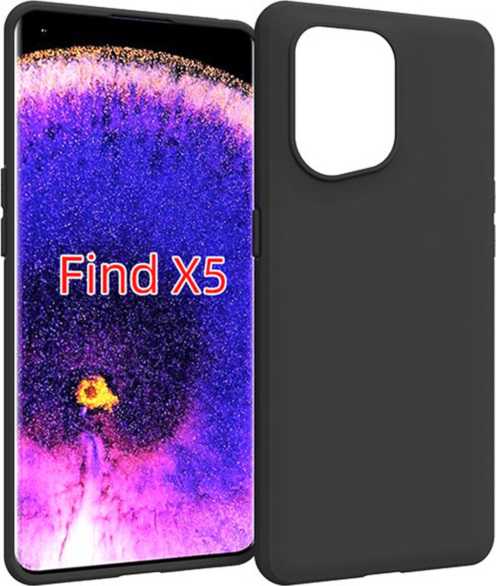 MoDo hoesje Geschikt voor Oppo Find X5 - Siliconen Back Cover - Zwart