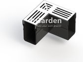 +Garden Drain 65/100 hoekstuk met grijs aluminium rooster