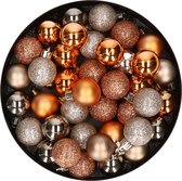 Set van 40x stuks kunststof kerstballen mix champagne en koper 3 cm - Kerstversiering