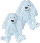 2x stuks happy Horse blauw pluche konijn knuffel Richie - Dieren speelgoed konijnen knuffels