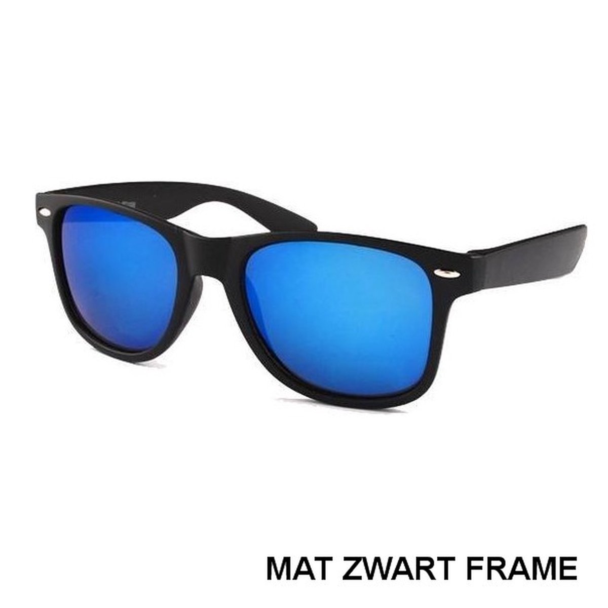 Koopjegadget - reiziger Zonnebril Mat Zwart Blauw Spiegel