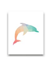Schilderij  Geometrische dolfijn / Dieren / 50x40cm