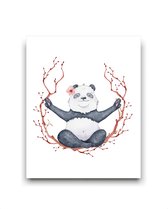 Schilderij  Yoga panda - Namaste / Jungle / Safari / 50x40cm