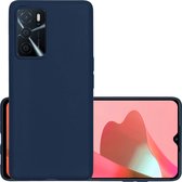 Hoes Geschikt voor OPPO A16 Hoesje Cover Siliconen Back Case Hoes - Donkerblauw