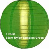 5 stuks Nylon lampion groen 35 cm - onverlicht - weerbestendig voor buiten in tuin