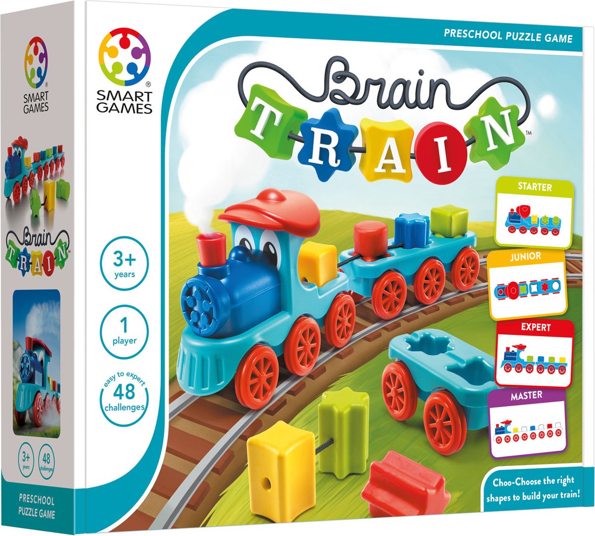 SmartGames - Brain Train - 48 opdrachten - Logisch denkspel voor kleuters - Speelgoedtrein vormen en kleuren - SmartGames