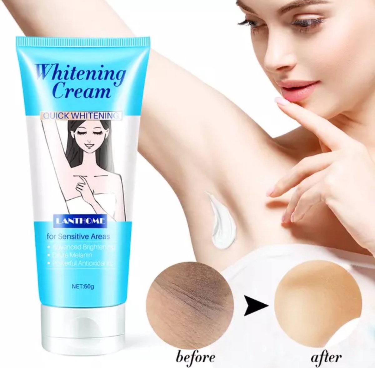 Private area & face Quick whitening cream voor anus bikinilijn ellebogen knieën oksel - With anti oxidant