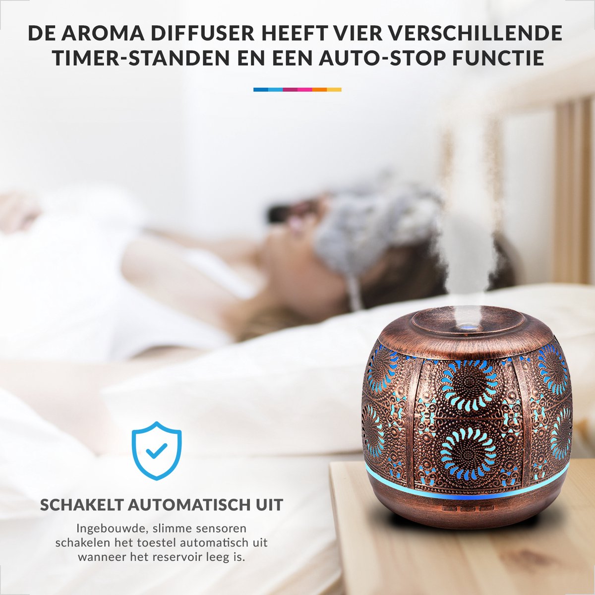 UBEGOOD Ultrasone Aromadiffuser – 400 Ml – 7 Kleuren LED – Luchtbevochtiger Voor Thuis, Yoga & Slaapkamer