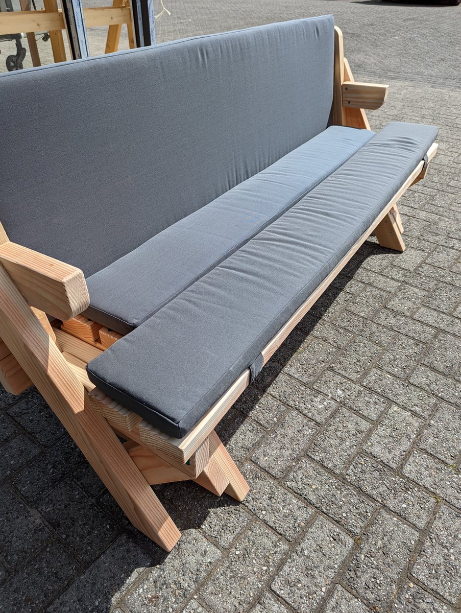 Maatwerkhout - Kussenset - 3-delig - 130 model - Antraciet - Waterafstotend - Uv-bestendig