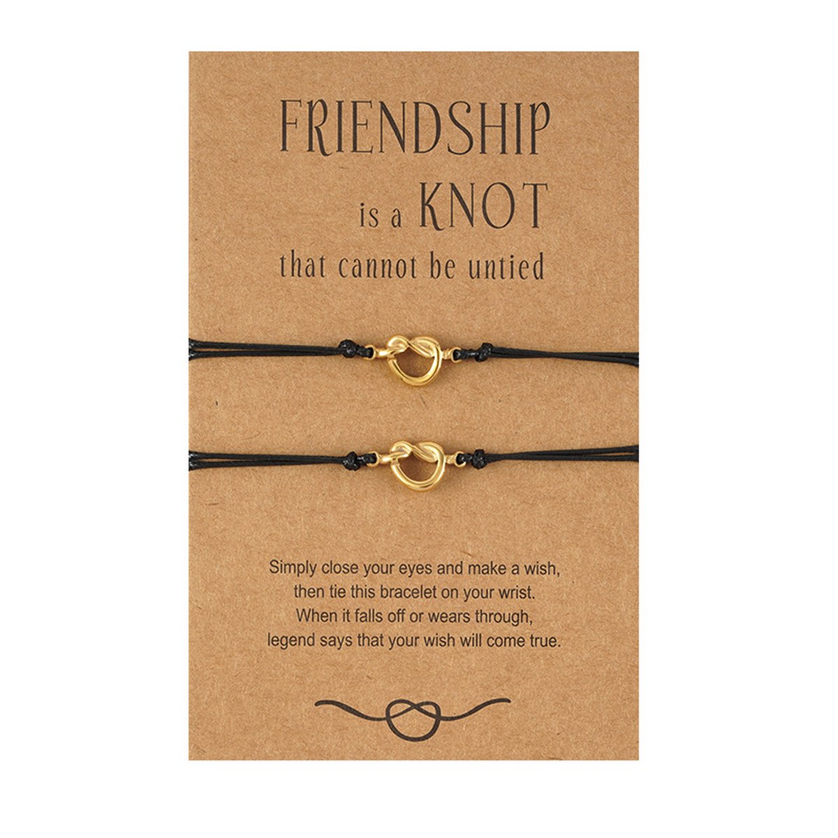Bixorp Friends Vriendschapsarmbandjes voor 2 met Goudkleurige Knopen / Knoopjes - BFF Armband Meisjes - Best Friends Armband Vriendschap Cadeau voor Twee