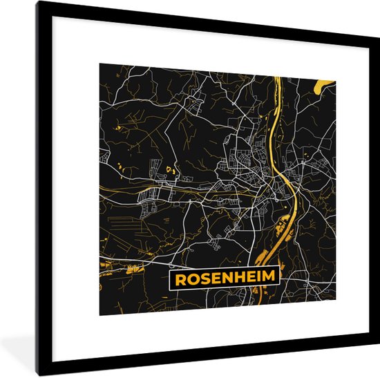 Fotolijst Incl Poster Black And Gold Stadskaart Rosenheim Duitsland Bol Com