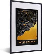 Fotolijst incl. Poster - Frankrijk – Saint-Nazaire – Stadskaart – Plattegrond – Kaart - 40x60 cm - Posterlijst