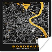 Poster Frankrijk – Plattegrond – Bordeaux - Stadskaart – Kaart - 100x100 cm XXL