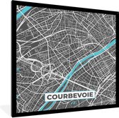 Fotolijst incl. Poster - Kaart – Stadskaart – Frankrijk - Courbevoie - Plattegrond - 40x40 cm - Posterlijst