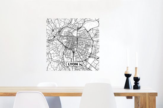 Poster Lyon - Stadskaart - Frankrijk - Kaart - Plattegrond - Zwart wit - 50x50 cm