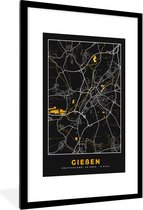 Fotolijst incl. Poster - Duitsland – Black and Gold – Gießen – Stadskaart – Kaart – Plattegrond - 80x120 cm - Posterlijst