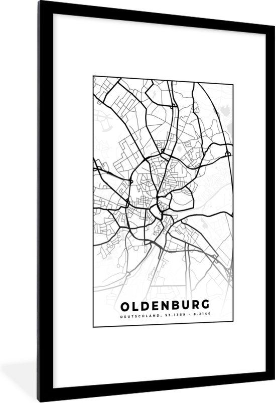 Fotolijst incl. Poster - Kaart - Plattegrond - Stadskaart - Oldenburg ...