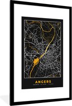 Fotolijst incl. Poster - Kaart – Stadskaart – Angers - Plattegrond – Frankrijk - 80x120 cm - Posterlijst