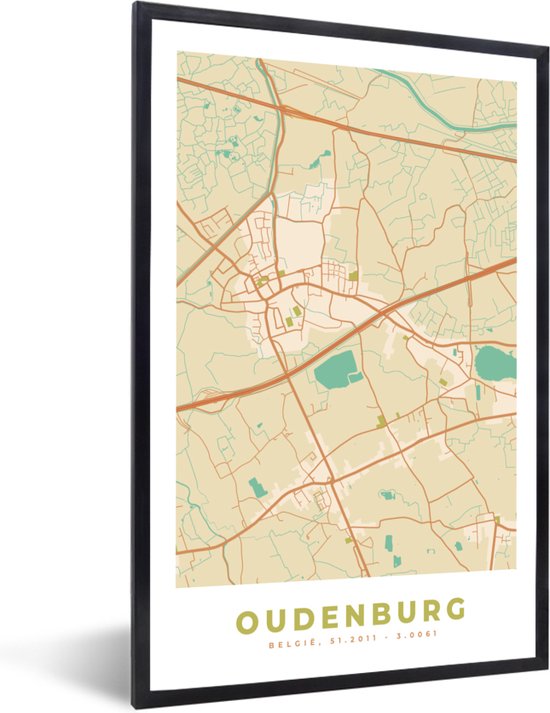 Fotolijst incl. Poster - Stadskaart - Oudenburg - Kaart - Plattegrond ...