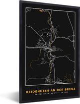 Fotolijst incl. Poster - Kaart – Plattegrond – Stadskaart – Heidenheim an der Brenz – Duitsland – Goud - 60x90 cm - Posterlijst