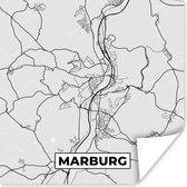 Poster Stadskaart - Plattegrond - Kaart - Marburg - Duitsland - 75x75 cm