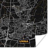 Poster Black and Gold – Stadskaart – Unna – Duitsland – Plattegrond – Kaart - 75x75 cm