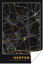 Poster Black and Gold – Stadskaart – Herten – Duitsland – Plattegrond – Kaart - 80x120 cm