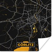 Poster Duitsland – Black and Gold – Görlitz – Stadskaart – Kaart – Plattegrond - 75x75 cm