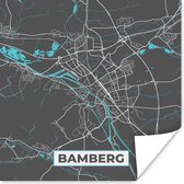 Poster Stadskaart – Plattegrond – Duitsland – Blauw – Bamberg – Kaart - 30x30 cm