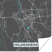 Poster Duitsland – Blauw – Hildesheim – Stadskaart – Kaart – Plattegrond - 75x75 cm