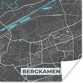 Poster Kaart – Plattegrond – Stadskaart – Bergkamen – Duitsland – Blauw - 75x75 cm