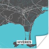 Poster Plattegrond – Kaart – Stadskaart – Frankrijk – Hyères - 100x100 cm XXL