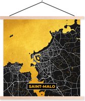 Porte-affiche avec Poster - Affiche scolaire - Carte - Saint-Malo - Plan de la ville - Carte - France - 60x60 cm - Lattes vierges - Carte