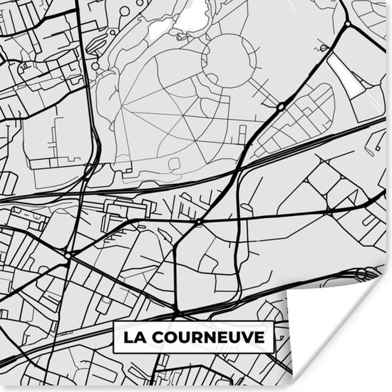 Poster Stadskaart – Frankrijk – Kaart – La Courneuve – Plattegrond - 50x50 cm