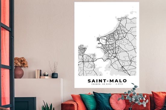 Affiche France - Plan - Carte - Saint-Malo - Plan de ville - 120x180 cm XXL
