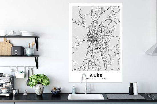 Affiche Carte - Plan de ville - Alès - Carte - France - 80x120 cm