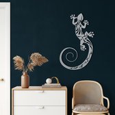 Wanddecoratie | Hagedis / Lizard | Metal - Wall Art | Muurdecoratie | Woonkamer |Zilver| 46x75cm