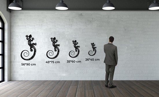Décoration murale | Lézard / Lézard | Métal - Art mural | Décoration murale | Salle de séjour |Blanc| 46x75cm
