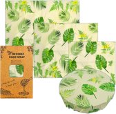 Bijenwas Wraps (Bijenwas Doek) - "Green forest" Set van 3 - 1S, 1M, 1L - Beeswax Wraps - Herbruikbaar Boterhamzakje - Bee Wrap - Beewax - Bijenwasdoek - Zero Waste - Duurzaam Cadeau