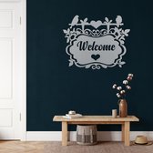 Wanddecoratie | Welkom / Welcome | Metal - Wall Art | Muurdecoratie | Woonkamer |Zilver| 75x60cm