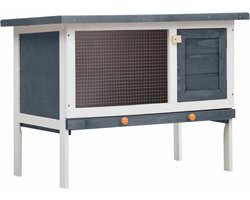 vidaXL - Konijnenhok - voor - buiten - met - 1 - verdieping - hout - grijs